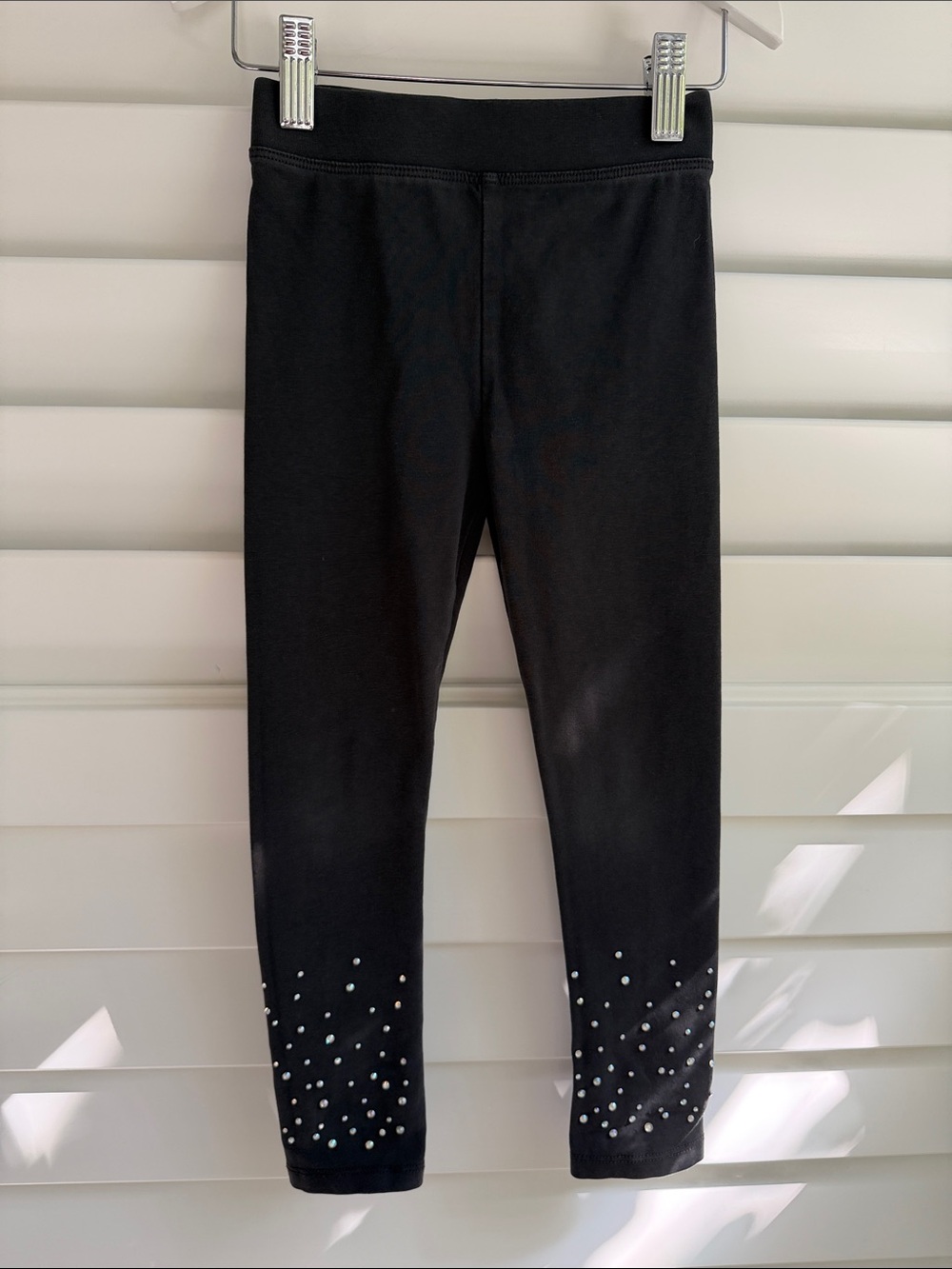 Crewcuts Black Leggings with Hem Rhinestone Detail